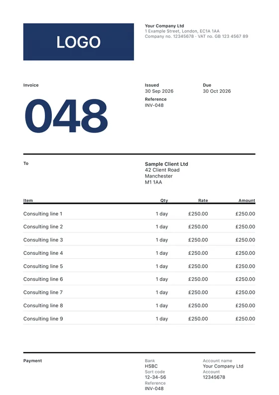 Grid invoice template
