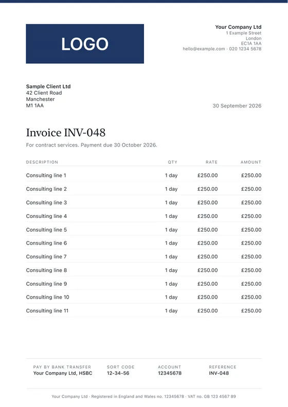 Letterhead invoice template