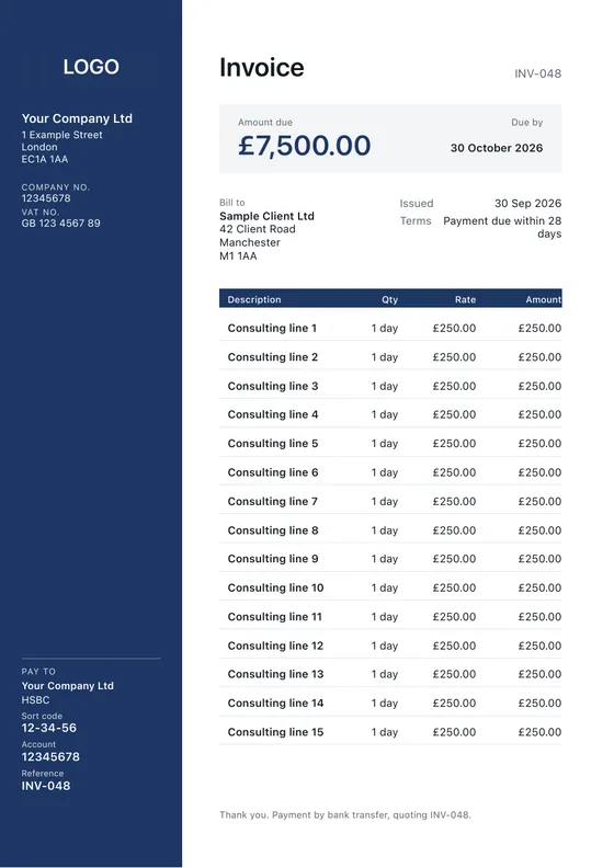 Statement invoice template