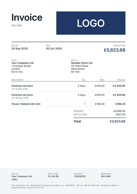 Studio invoice template